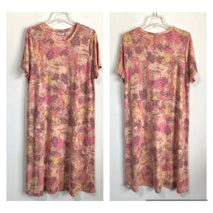 LOGO Lori Goldstein Stretch Knit Dress L Pockets‎ Short Sleeve Berry Casual